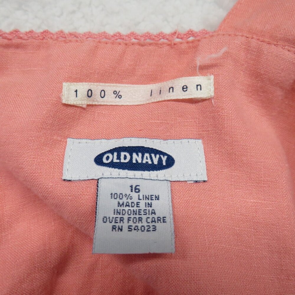 Old Navy Dress Womens‎ 16 Pink Linen Sleeveless Tank Summer Casual Midi Sundress - Picture 7 of 11